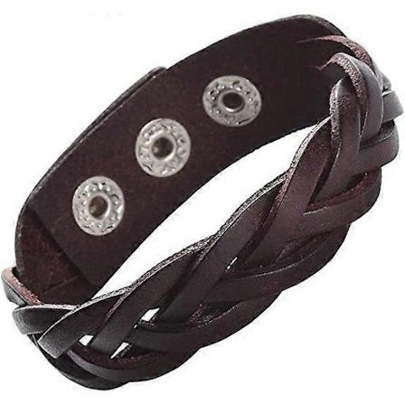 Læderarmbånd Flettet sporty bredt armbånd Herre- og dame punk smykker, sort