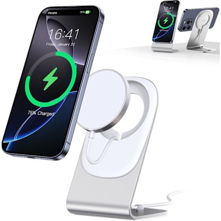 Mag Safe Laddare Trådlös Laddare Mag-Safe Laddare med Ställ för iPhone 16/15/14/13/12/Xs/X/Xr/8 Serien och Air Pods 4/3/2/Pro