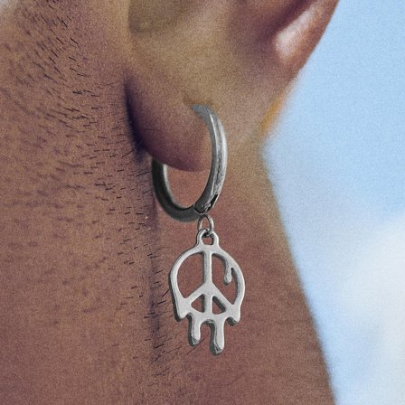 Fahrenheit | Melting Steel Peace Hoop Earring for Men - Charm Hoop Earrings