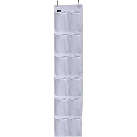 Oven oven kenkäjärjestäjä 12 suurta verkkotaskua Ripustus kapea kaapin ovi, valkoinen