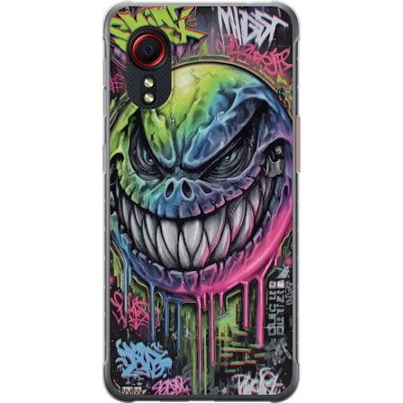 Kompatibel Mobilcover til Samsung Galaxy Xcover 5 Farverig graffiti illustration af en ondskabsfuldt smilende monsteransigt med dryppende neonfarver