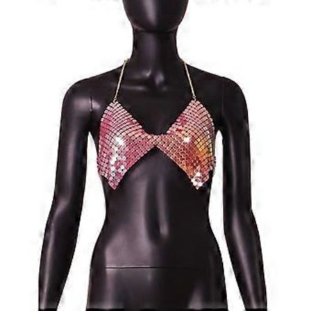 Naisten seksikäs kimalteleva ketju crop top halterneck ontto paljettimekko ketjutoppi selästä avoin toppi Raves Party Clubwears -lahja 
