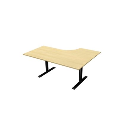 LANAB DESIGN Skrivbord El V 1,6x1,2x0,8x0,6m björkla/svart - Lyreco - Kontorsmöbler och inredning - Bord och hurtsar - Skrivbord - Höj/sänkbar