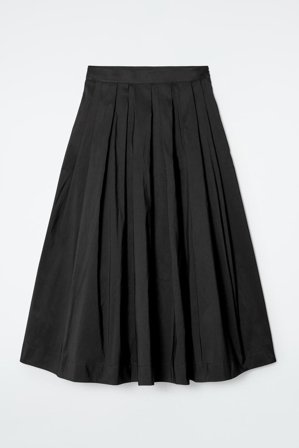 COS Women's Pleated A Line Midi Skirt in Black