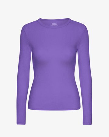 Women Organic Rib LS T-Shirt - Ultra Violet - Female - XS