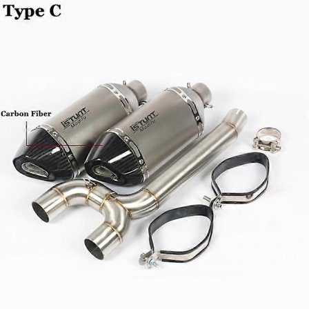 Kompatibel med Yamaha FZ6 FZ6N FZ6S Motorcykel Avgassystem Mellanrör Escape 51mm Dubbelutlopp Ljuddämpare Kolfiberrör Borttagbar DB Killer-WELLNGS