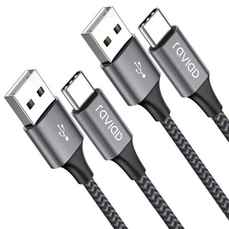 USB C-kabel [2M, pakke med 2], USB C-kabel Hurtigopladning nylonflettet type C-kabel 3A oplader til Samsung Galaxy S21 S20 S10 S9 [373]