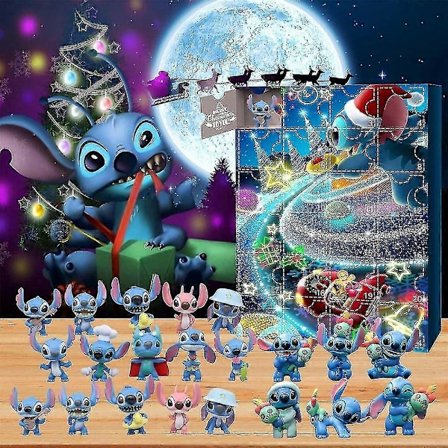 2025 Jule Stitch Figurer Julekalender, Xmas 24 Dages Nedtællingskalendere, 24 stk. Søde Tegneserie Stitch Figurer Blind Box Gaver -NMAOV