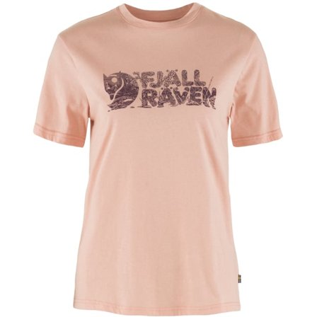 Fjällräven Women's Lush Logo T-Shirt Top in Chalk Rose | Size: XS, Organic Cotton