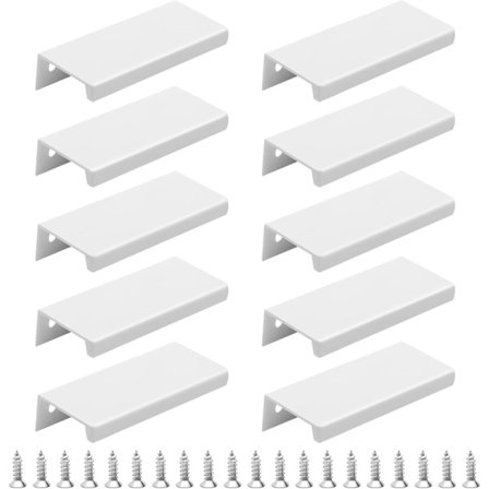 10 stk. Moderne køkkenskabslågehåndtag med skruer, hvide aluminiumsskuffehåndtag, 80 mm usynlige håndtag til skuffer og skabe