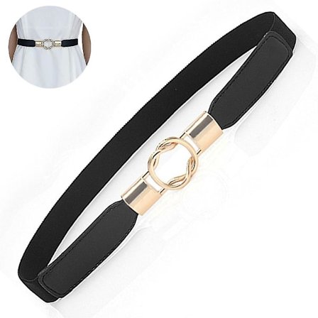 Naisten retro joustava metallisolki tiukka vyö leveä musta