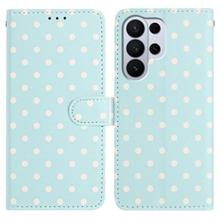 Samsung Galaxy S26 Ultra Plånboksfodral Konstläder Polka Dot - Blå