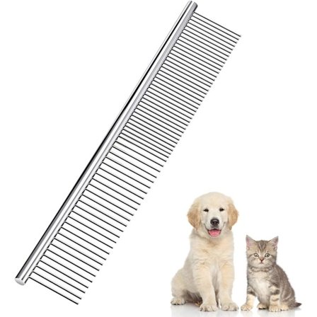 Rustfrit kam af rustfrit stål til lopper, kam til hundepleje, kæm til kæledyr (16,5*2,8 cm)