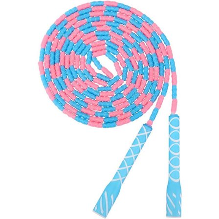 Sjippetov, 3 meter blødt sjippetov med perler og skridsikkert håndtag, justerbart, uden knuder, anti-oprulning, fitnesstræning, til børn og voksne