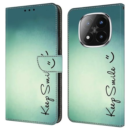 Xiaomi Redmi Note 14 Pro+ 5G Fodral Veganläder Plånbok Telefonskal med stativ - Behåll Leendet