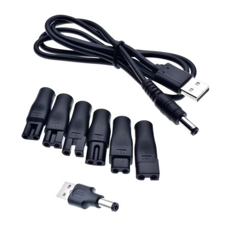8 stk./lot USB-adapterkabellinje multifunksjonell 5,5x2,1mm hun-sokkeldekselkontakt for elektriske barberhøveler