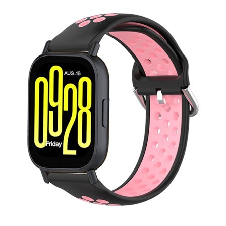 Armband för Xiaomi Redmi Watch 5 Active/watch 5 Lite 22mm Tvåfärgat Andningsbart silikonarmband (svart rosa)