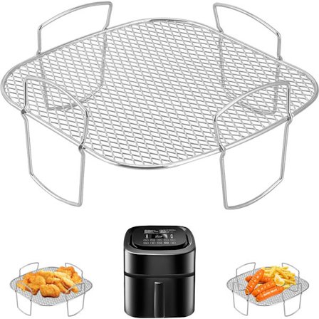 Firkantet airfryer-rist - Airfryer-bageplade - Airfryer-tilbehør - Rustfrit stål - 20,5 cm