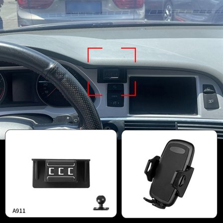 Mobilholder for Audi A6 2005-2011 - Uten Boring, Komplett Monteringssett