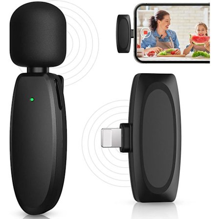 Trådløs mikrofon, trådløs lavaliermikrofon kompatibel med iPhone iPad, plug and play-mikrofon