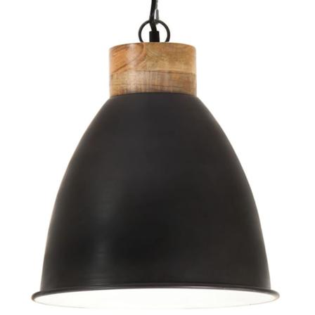 Vidaxl Hänglampa Industriell Svart Järn & Massivt Trä 35 Cm E27 Svart