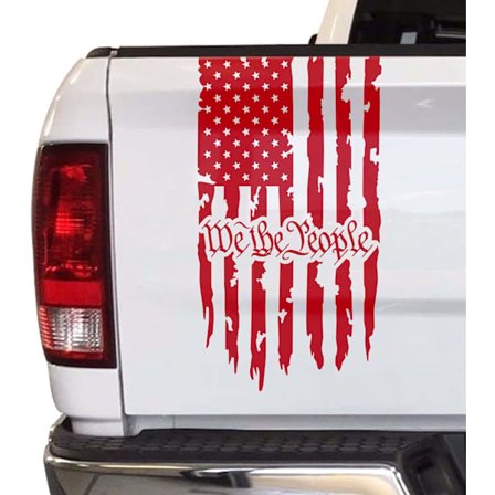 We The People Distressed American USA Flag Truck Tailgate Vinyl Decal Preamble of The US Constitution Decal Kompatibel