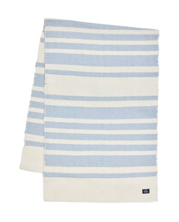Lexington Striped organic cotton herringbone runner, blue/white