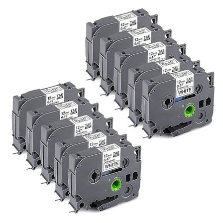 10-pack P Touch Etikettskrivare Tejp Ersättning För Brother Tze-231 Tze Tejp 12mm 0.47 Laminerad Vit