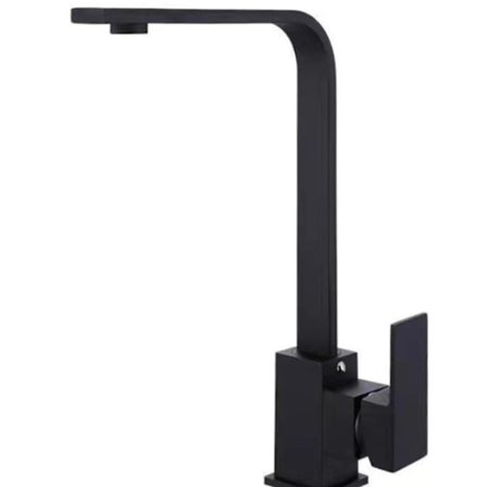 Sort køkkenhane med 7-formet tud, 360° drejelig, sort