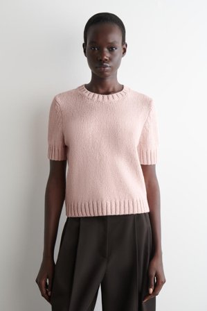 COS Femme T-Shirt Tricoté En Coton in Orange