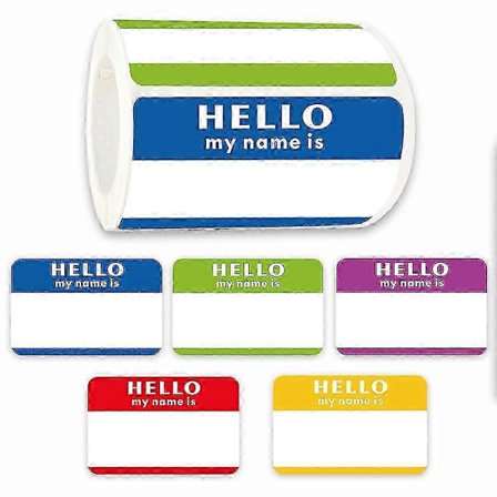 5 färger (hej, mitt namn är) Namnlappar Klistermärken 300 för kontor, möte, skola, lärare