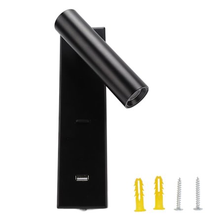 LED Veggleselampe Stilig Veggmontert Lampe med Bryter USB-port for Soverom 100-240V