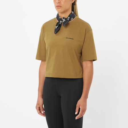 Salomon - première couche pour femme Short Ss Tee Relaxed W - Brilliant Olive - S