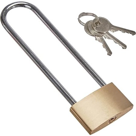 Messing hængelås, ekstra høj bøjle, Guld, 40 mm