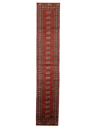 Håndknyttet Pakistan Bokhara 3Ply Teppe 75X396 Mørk Rød/Svart