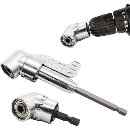 Vinkelrett Borbitt, 105 Graders Vinklet Skrutrekker Vinkelhode 1/4" Hex Schaft For Bor 2 stk