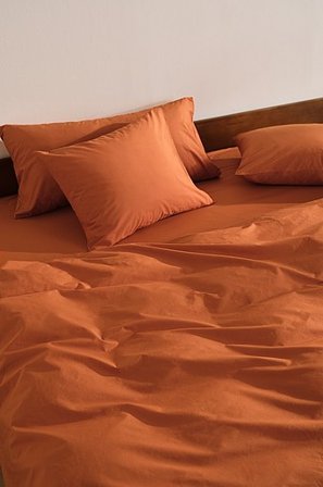 Jotex - Percale Påslakanset Dubbelsäng Ekologisk Bränd okra ZACK - Köp Dubbelsäng hos Jotex