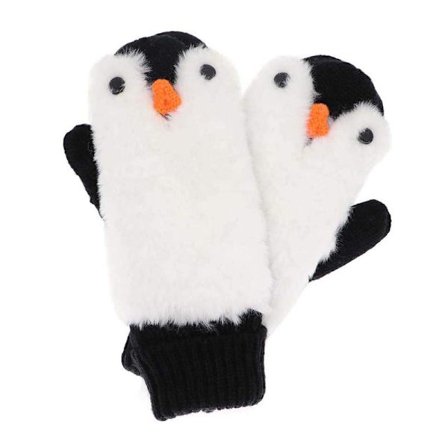 Dame Pingvin Votter Vinter Termisk Foret Komfortable Strikkede Fluffy Plysj Faux Pels Hansker