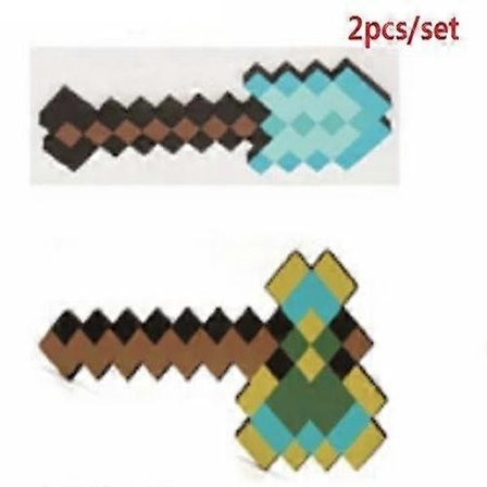 2 kpl/setti Kuuma Design Sininen Timanttimiekka Pehmeä EVA-vaahtomuovilelu Minecrafte Kirves Lapio Sarja Lelu Pojalle