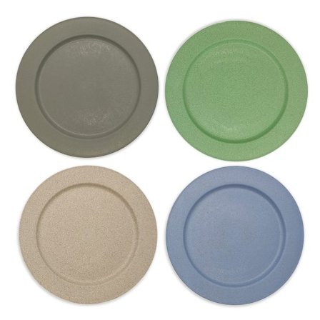 4 stora 25 cm plasttallrikar, diskmaskinssäkra, återanvändbara, mikrovågssäkra