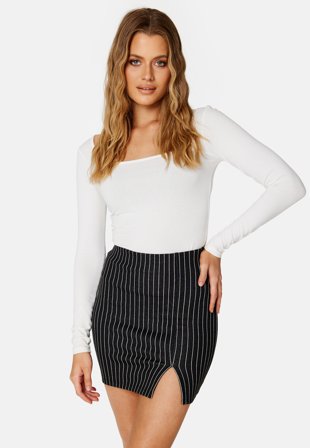 BUBBLEROOM Jen mini skirt Black / Striped Klær
