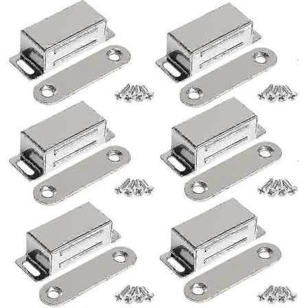 Magnetiska skåpdörrmagneter 10 kg Kraftfull skåpmagnet i rostfritt stål Skåpdörrmagnet (6 stycken) (Rostfria stålskruvar)