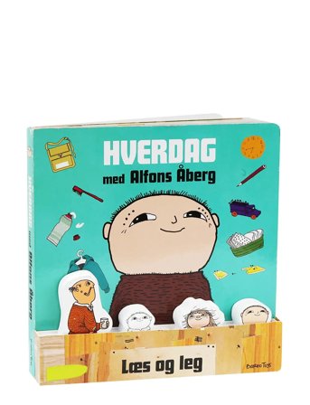 Barbo Toys | Alfons Åberg - Book With 4 Wooden Figures - (Dk) - Læs Og Lær | ONE SIZE