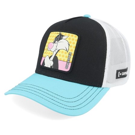 Capslab - Svart trucker Caps - Looney Tunes Sylvester White/Black/Blue A-Frame Trucker @ Hatstore
