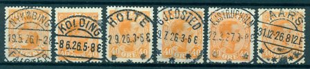Danmark 1925 - Samling med 40 øre gul Chr. X - Stemplet