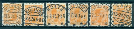 Danmark 1925 - Samling med 40 øre gul Chr. X - Stemplet