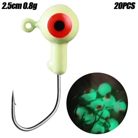 20st runt blyhuvud Krok jiggande bete 2,5 CM 0,8 GLUMINÖST