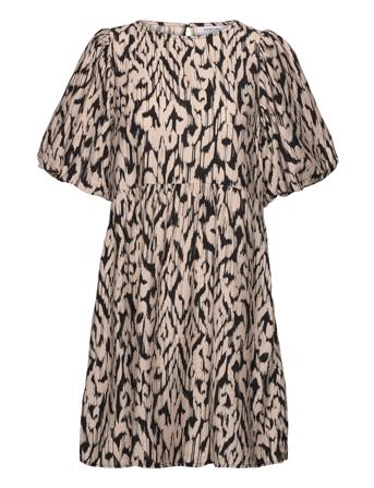 Mschvlora 2/4 Dress Aop Knelang Kjole Beige MSCH Copenhagen*Betinget Tilbud