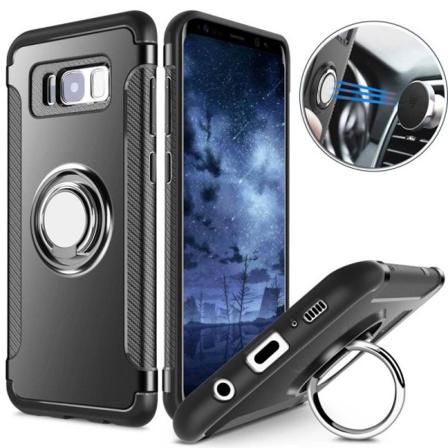 Samsung S8 Praktisk Stöttåligt Skal Med Ringhållare V2 Svart