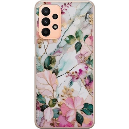 Kompatibel Mobilcover til Samsung Galaxy A23 Abstrakt marmormønster med blomster, blade og gyldne detaljer i bløde pastelfarver